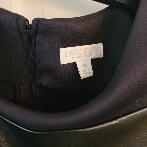 Bisou Bisou Black Faux-leather trimmed dress, size 12 - Picture 3 of 5